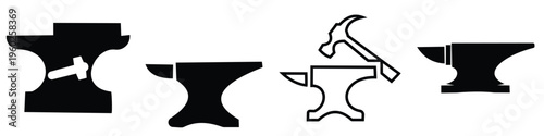 Classic blacksmith anvil silhouette isolated on white background.