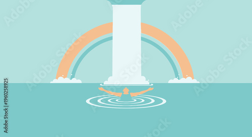 Embrace Inner Peace and Serenity Underneath a Mystical Waterfall and Rainbow