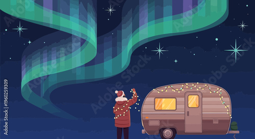 Enchanting Aurora Borealis Over A Cozy Camper Van Adventure