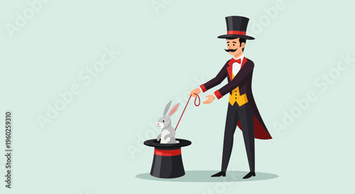 Enchanting Magician Pulls Rabbit From Top Hat Performing Illusionary Feats