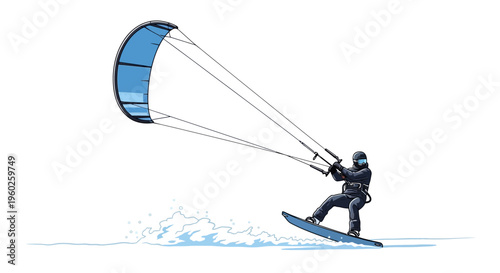Energetic Kite Surfing Action Dynamic Water Sport Adventure