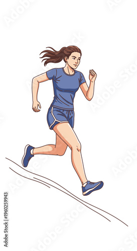Energetic Woman Engaged in a Dynamic Outdoor Running Activity