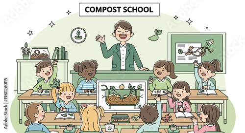 Engaging Children In A Classroom Learning About Composting And Nature