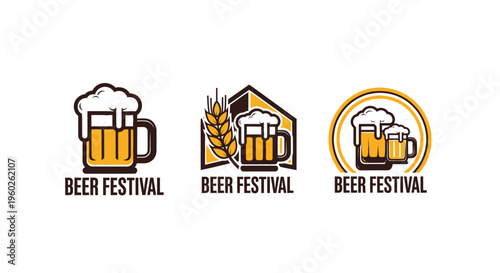 Beer Festival Logo Collection: Mugs, Wheat, and Celebration