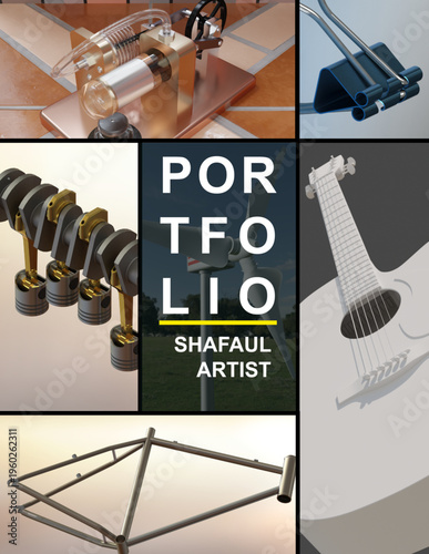 Minimal portfolio cover layout for 3D artist