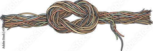 Entangled Wires Knot Illustration Representing Complexity Problem Solving Connection Network Chaos and Organization Concept Abstract Cable Tangle Symbol for Technology Psychology and Strategy Designs