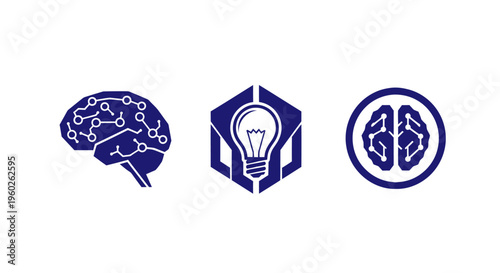 Brain and Light Bulb Icons: Innovation, Ideas, and Intelligence