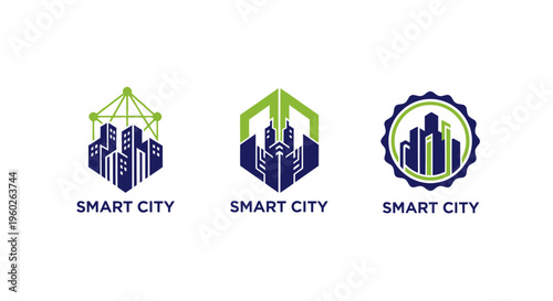 Smart City Logo Concepts: Urban Technology, Innovation, and Connectivity