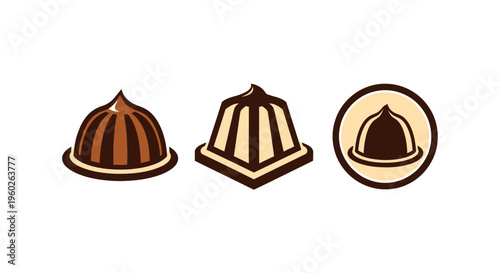 Chocolate Mousse Dessert Icons Set