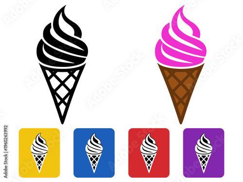 Ice Cream Icon Flat Graphic Design Vector Stock Illustration
