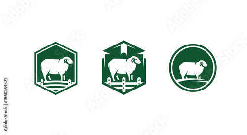Sheep Logo Set: Farm, Agriculture, Organic, Livestock Icons