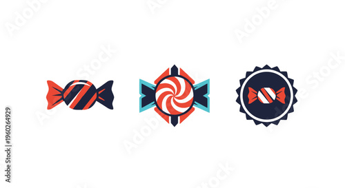 Vector Candy Icons: Swirl, Wrapped, and Round Treats