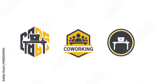 Coworking Space Logos: Modern Office Icons for Business and Collaboration