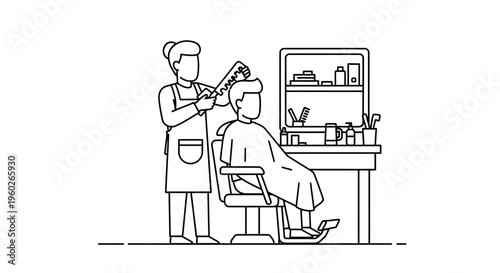 Barber cutting a mans hair.