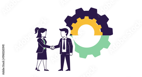 Businessman and businesswoman shaking hands.