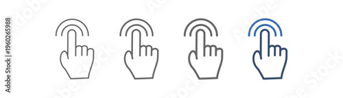 
outline icon set touch screen with hand and screen design