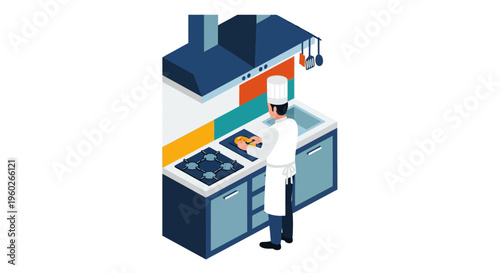 Man in white lab coat standing.