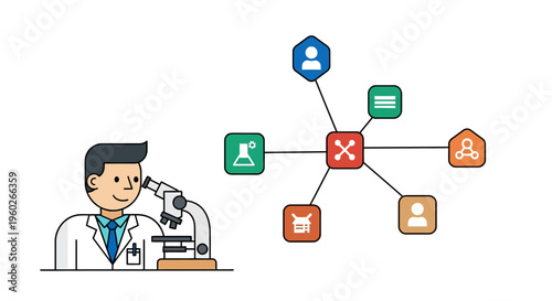 Scientist looking through a microscope.