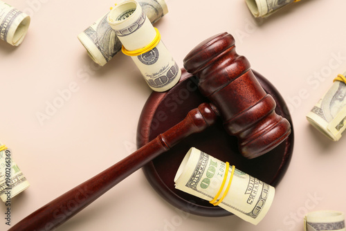 Judge's gavel with dollar b...