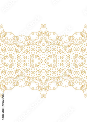 Decorative element, ornamental border decor with floral motif