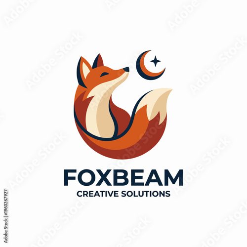 This captivating logo of a fox gazing at the moon is designed to symbolize cleverness and innovation, perfect for creative solutions in any business field.