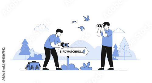 Enthusiastic Birdwatchers Capturing Nature's Wonders With Cameras And Binoculars