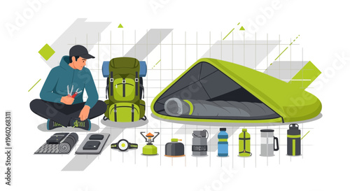 Essential Camping Gear Illustration
