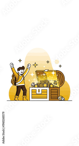 Excited Explorer Discovers Abundant Treasure Chest Overflowing With Gold