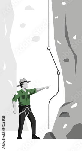 Expert Guide Instructs Climber on Rocky Ascent With Rope and Harness