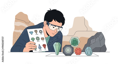 Expert Gemologist Examining Precious Stones In Geological Setting