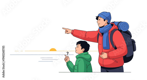 Experienced Guide Points The Way For Curious Young Explorer