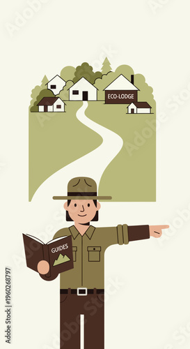 Expert Ranger Guides Visitors Through Eco Lodge Village Scenic Route