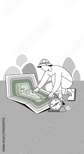 Explorer Consulting Map With Compass For Adventure And Discovery