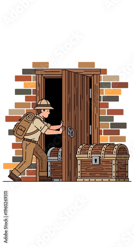 Explorer Opens Ancient Door Revealing Hidden Treasure Chests