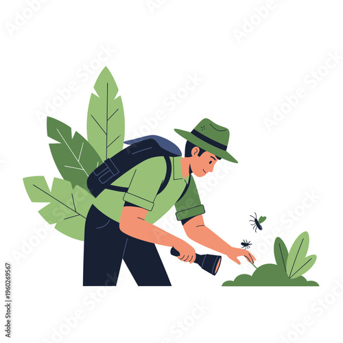 Exploring Nature and Observing Insects with a Flashlight