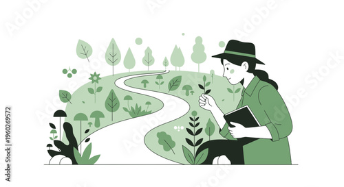 Exploring Nature And Biodiversity With A Scientist Holding A Plant