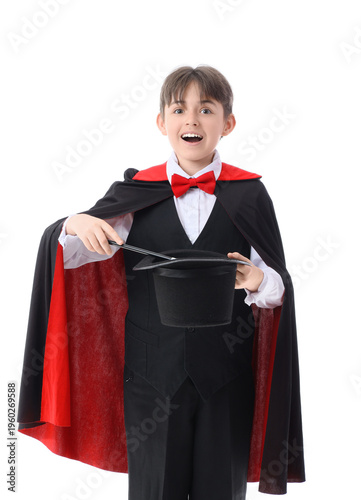 Little magician with wand a...