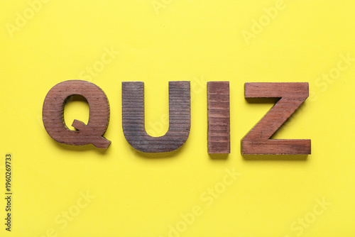 Word QUIZ made of wooden cu...