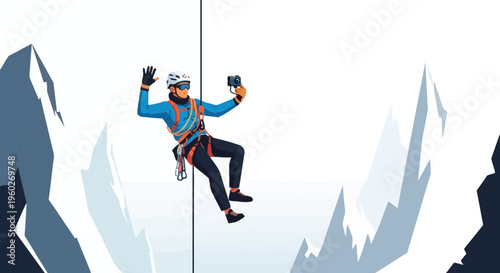 Extreme Mountaineer Captures Epic Selfie While Rappelling Down Jagged Peaks