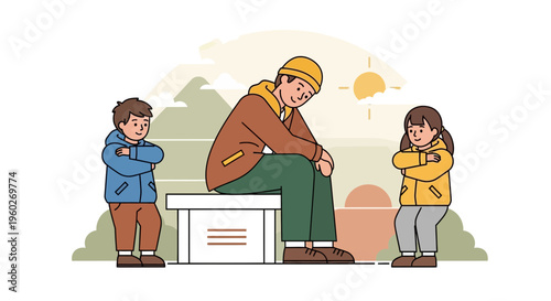 Family Bonding Outdoors Under Gentle Sunlight