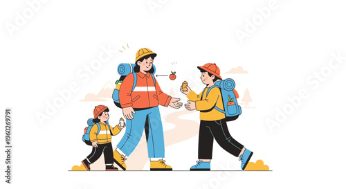 Family Adventure Hiking Expedition Outdoors Together Bonding