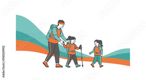 Family Hiking Adventure Active Outdoor Recreation With Children
