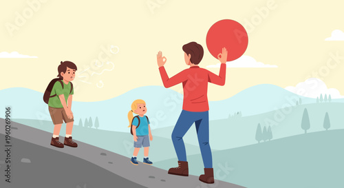 Family Hiking Adventure Demonstrating Endurance and Motivation