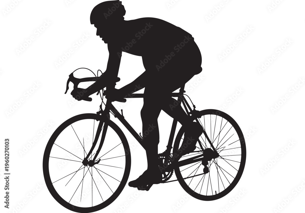 Fototapeta premium Cyclist riding bicycle silhouette sports illustration