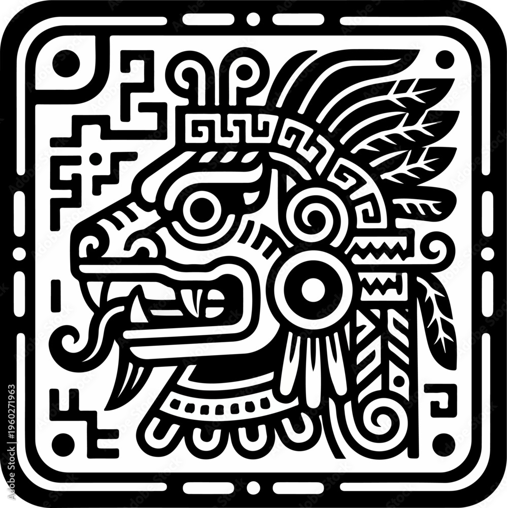 Fototapeta premium Aztec Dragon Head Design Art.