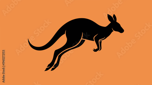 Black Kangaroo Silhouette Jumping.