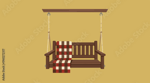 Brown Wooden Swing Chair.