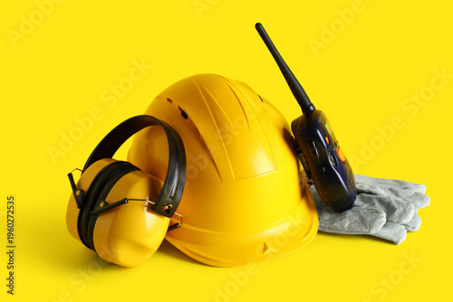 Hardhat, protective earmuff...