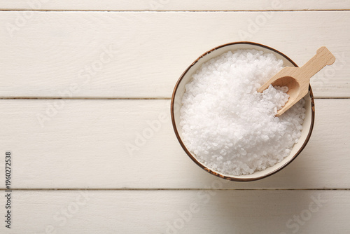 Bowl of sea salt and scoop ...