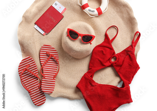 Stylish red swimsuit with b...